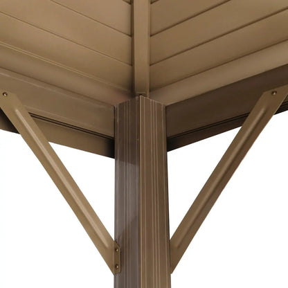 10’ x 20’ Hardtop, Double Tier Steel Roof Patio Gazebo, Mosquito Nets & Curtains Included, TMG-LGZ21