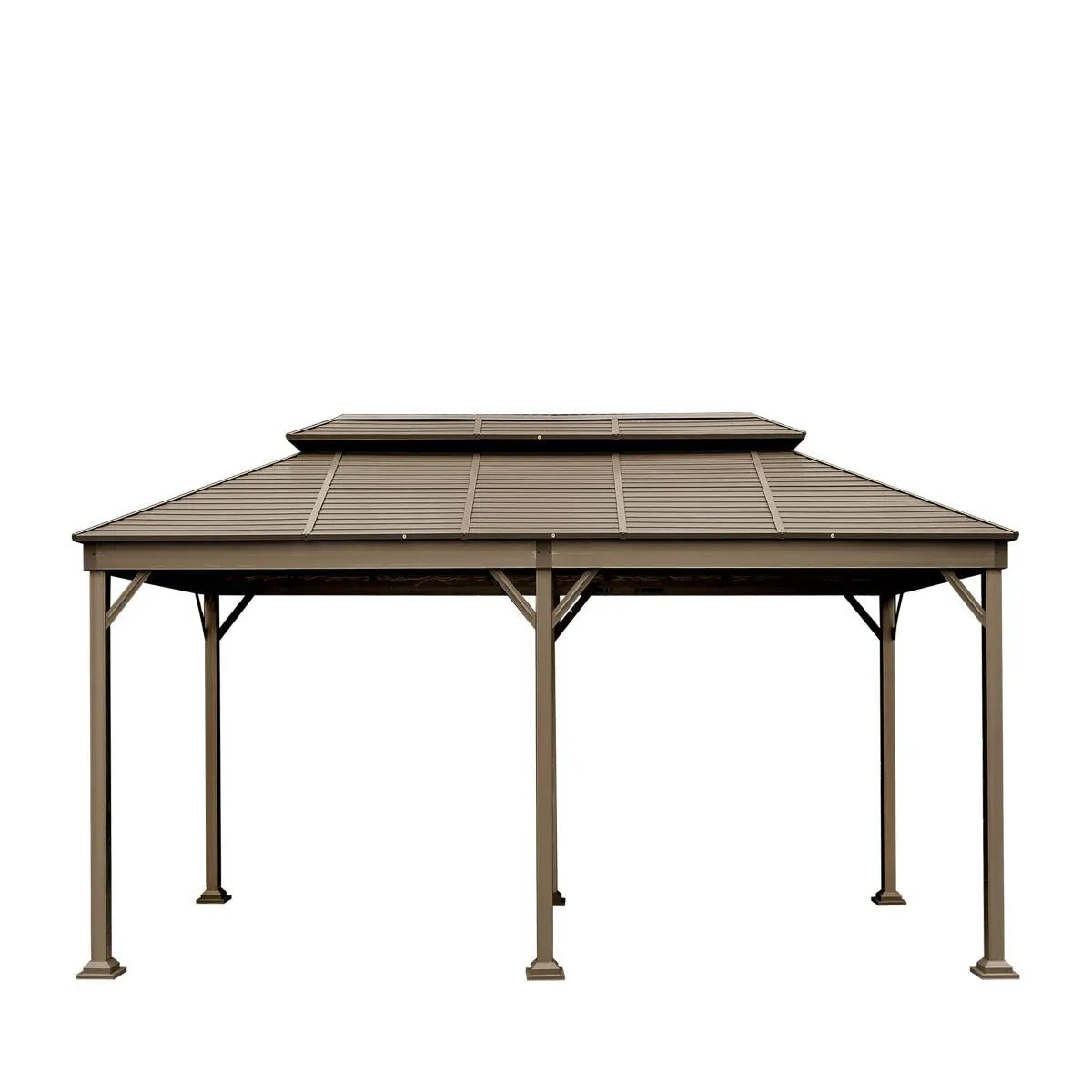 10’ x 20’ Hardtop, Double Tier Steel Roof Patio Gazebo, Mosquito Nets & Curtains Included, TMG-LGZ21