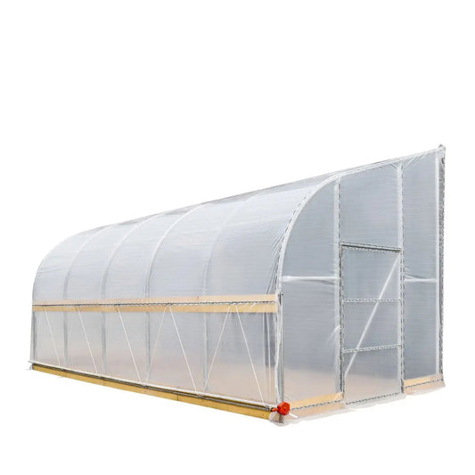 10’ x 20’ Lean-To Greenhouse Grow Tent w/6 Mil Clear EVA Plastic Film, Cold Frame, Hand Crank Roll-Up Side, 6-½’ Sidewall, TMG-GHL1020