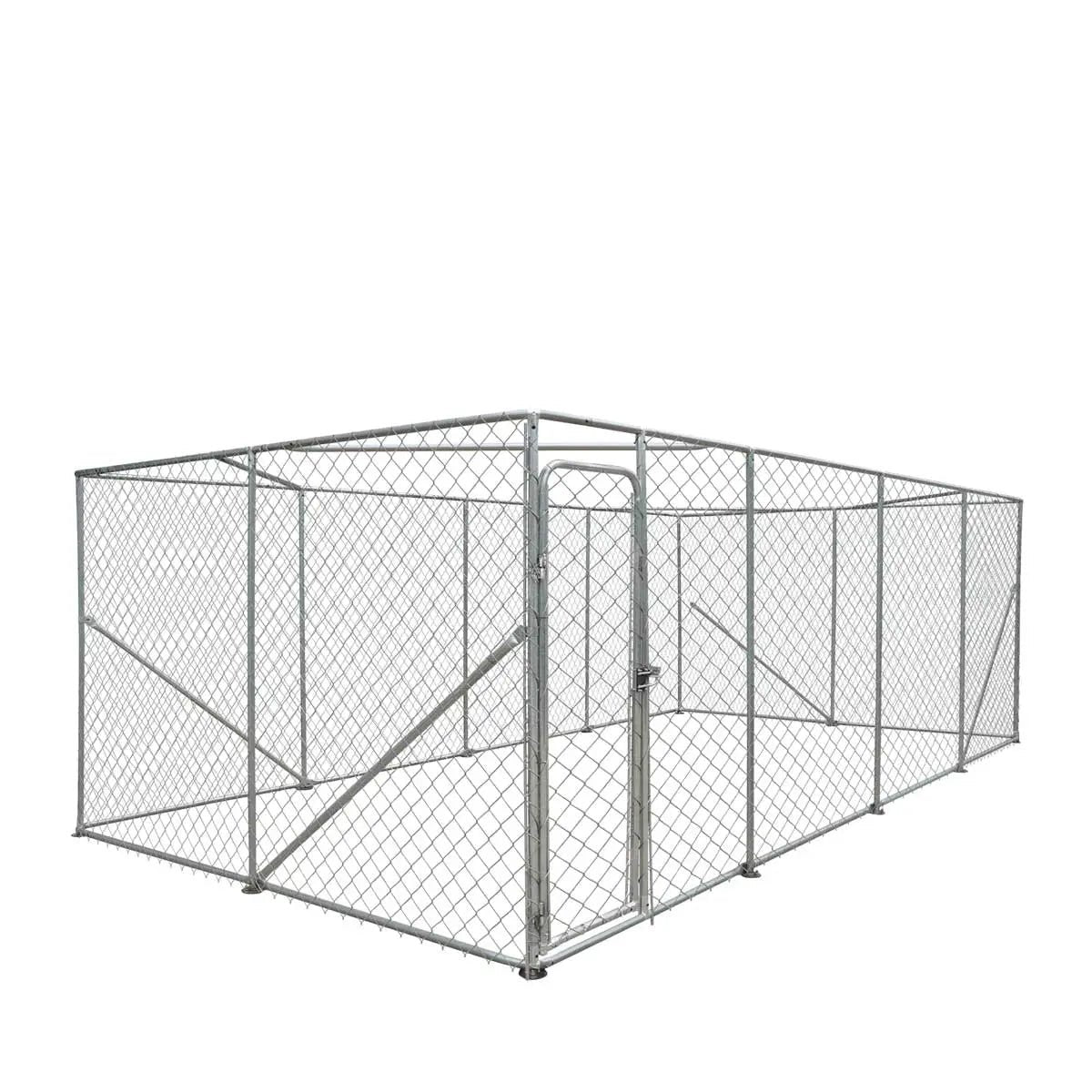 10’ x 20’ Outdoor Dog Kennel Playpen, Outdoor Dog Runner, Pet Exercise House, Lockable Gate, 6’ Chain-Link Fence, TMG-DCP1020