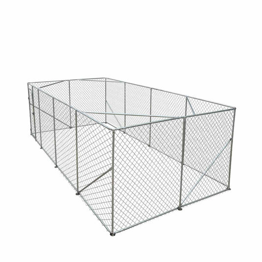 10’ x 20’ Outdoor Dog Kennel Playpen, Outdoor Dog Runner, Pet Exercise House, Lockable Gate, 6’ Chain-Link Fence, TMG-DCP1020