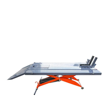 1000 lb Portable Motorcycle/ATV Scissor Lift, 44″ Work Platform, 10″ Side Panel Extensions, 79″ Platform Length, Front Vise Kit, TMG-1000PML