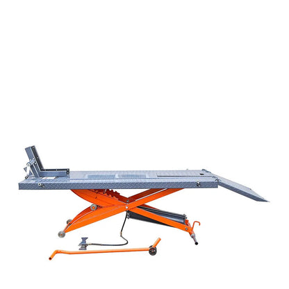 1000 lb Portable Motorcycle/ATV Scissor Lift, 44″ Work Platform, 10″ Side Panel Extensions, 79″ Platform Length, Front Vise Kit, TMG-1000PML